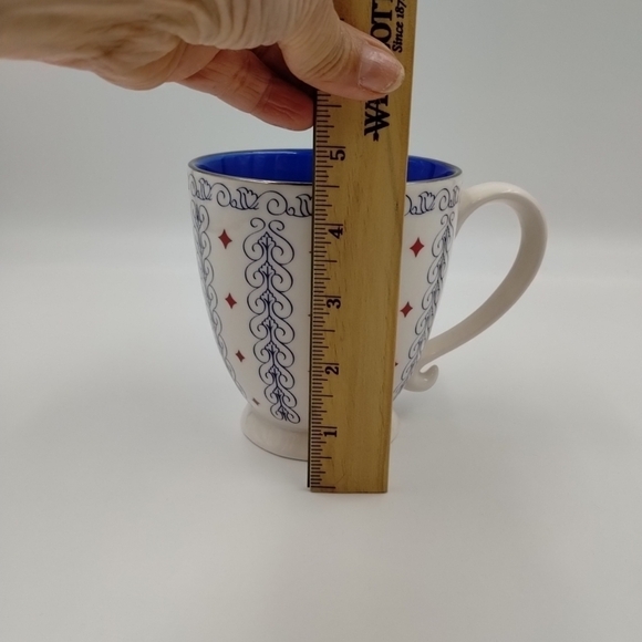 2003 Starbucks Barista Coffee Cup Mug White Blue Scroll Red Diamonds 18oz - Picture 10 of 11